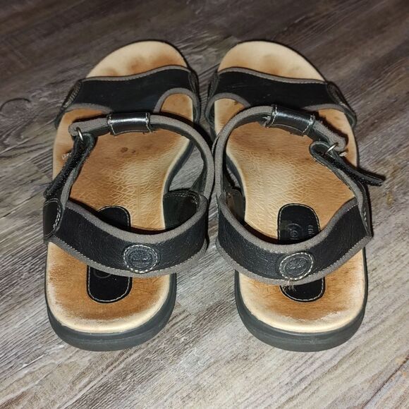 Timberland black leather velcro closure sandals  Sz 8 - Picture 4 of 8